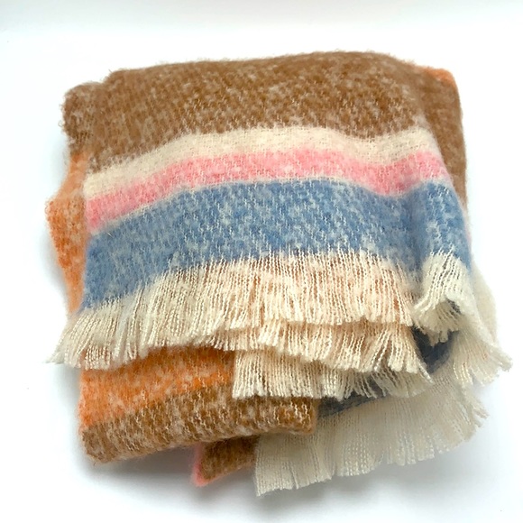 American eagle cram pink blue extra long scarf cozy soft wrap